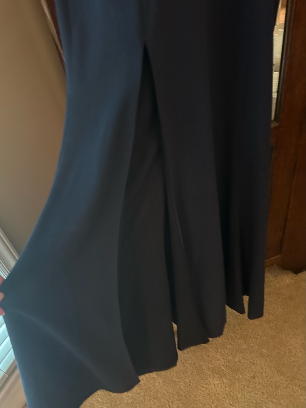 Dress the Population Iris Midnight Blue Elegant V-Neck Slit Evening Gown Size S - Picture 6 of 10